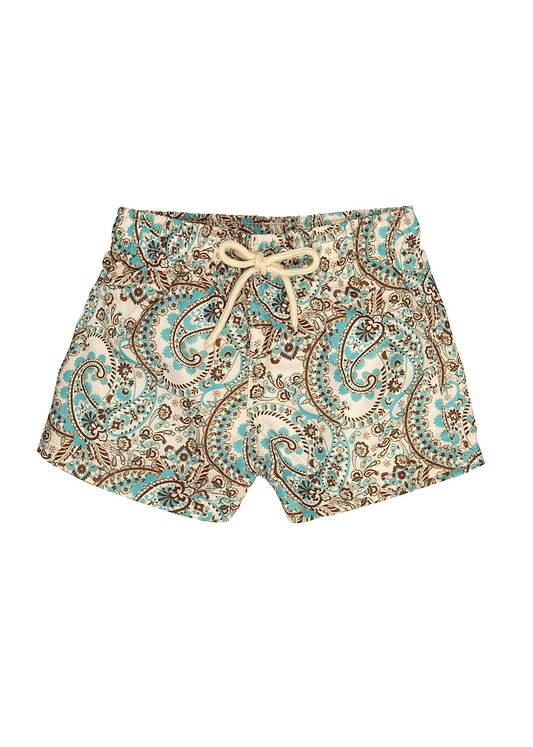 BOY SWIM SHORTS - TURQUOISE PAISLEY