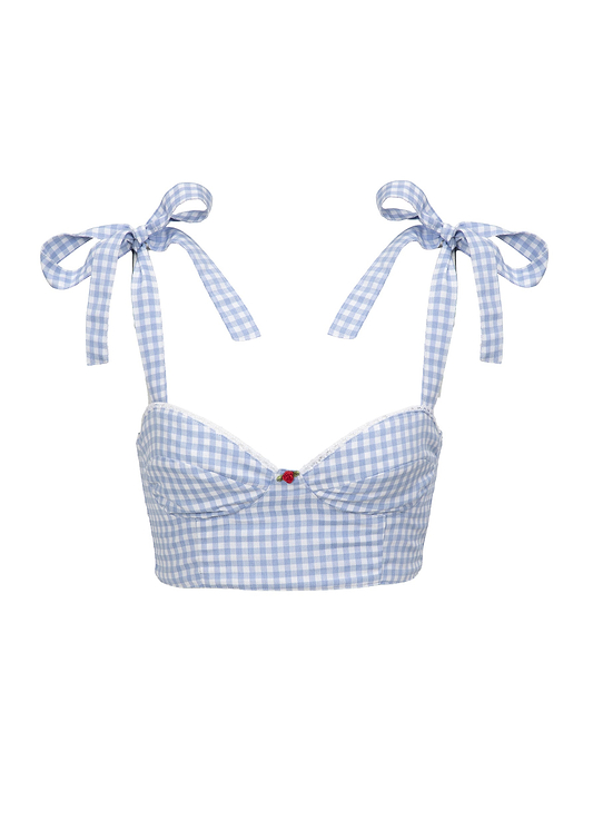 ALBA LIGHT BLUE GINGHAM - TOP