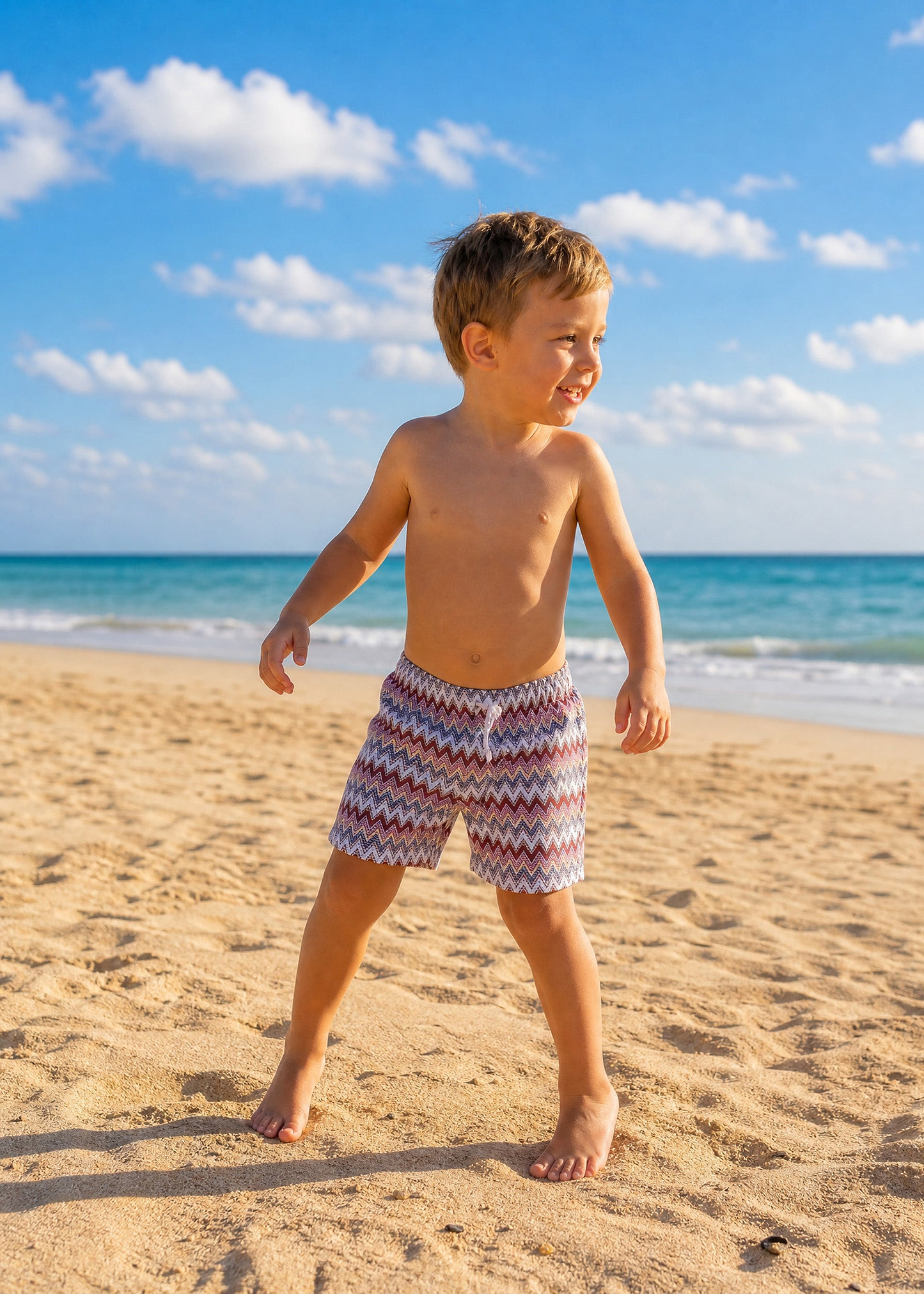 BOY SWIM SHORT - BARI CHEVRON