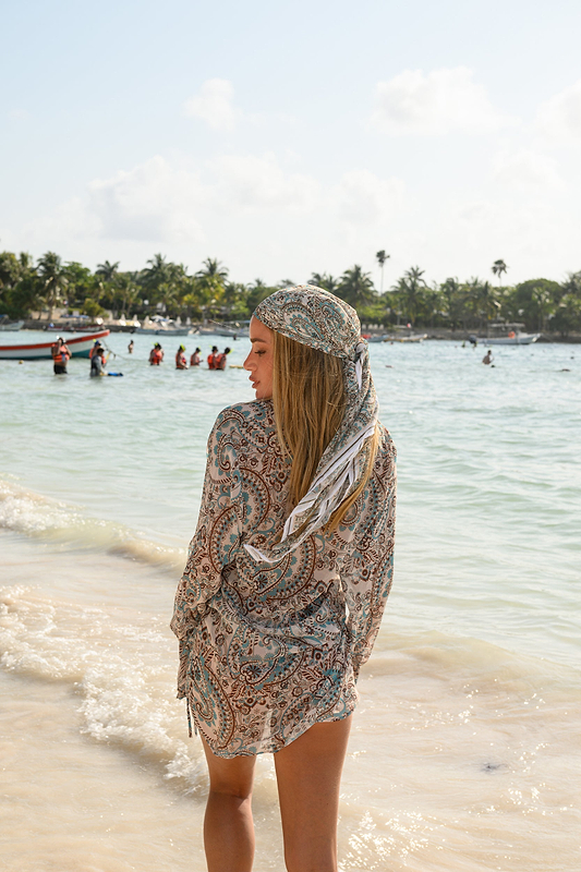 HEAD SCARF - TURQUOISE PAISLEY