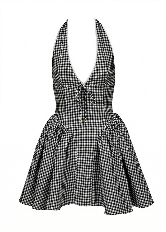 MICAELA BLACK & WHITE GINGHAM - DRESS