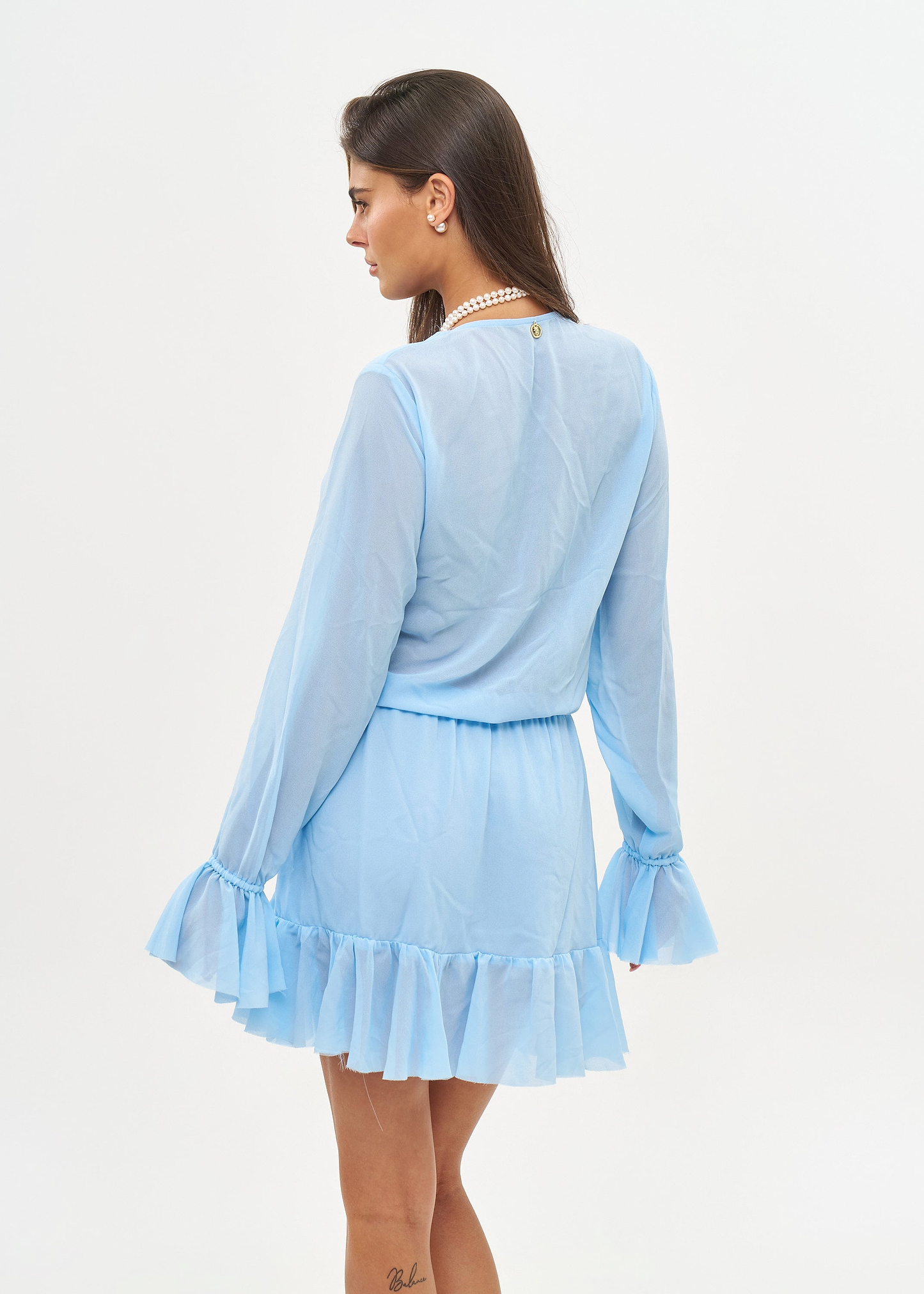 BELLEN RUFFIED PACIFIC BLUE - MINI DRESS