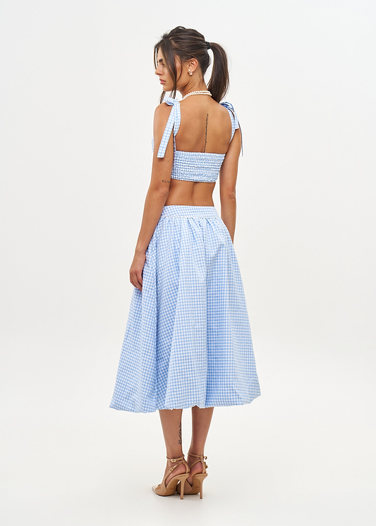 ALBA LIGHT BLUE GINGHAM - SKIRT