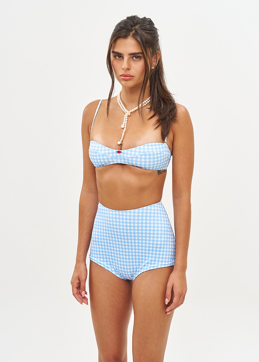DON LIGHT BLUE GINGHAM - HIGHRISE BOTTOM