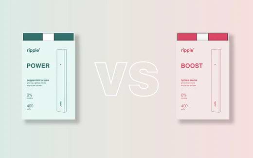 Ripple nicotine free POWER versus BOOST aromatic diffuser