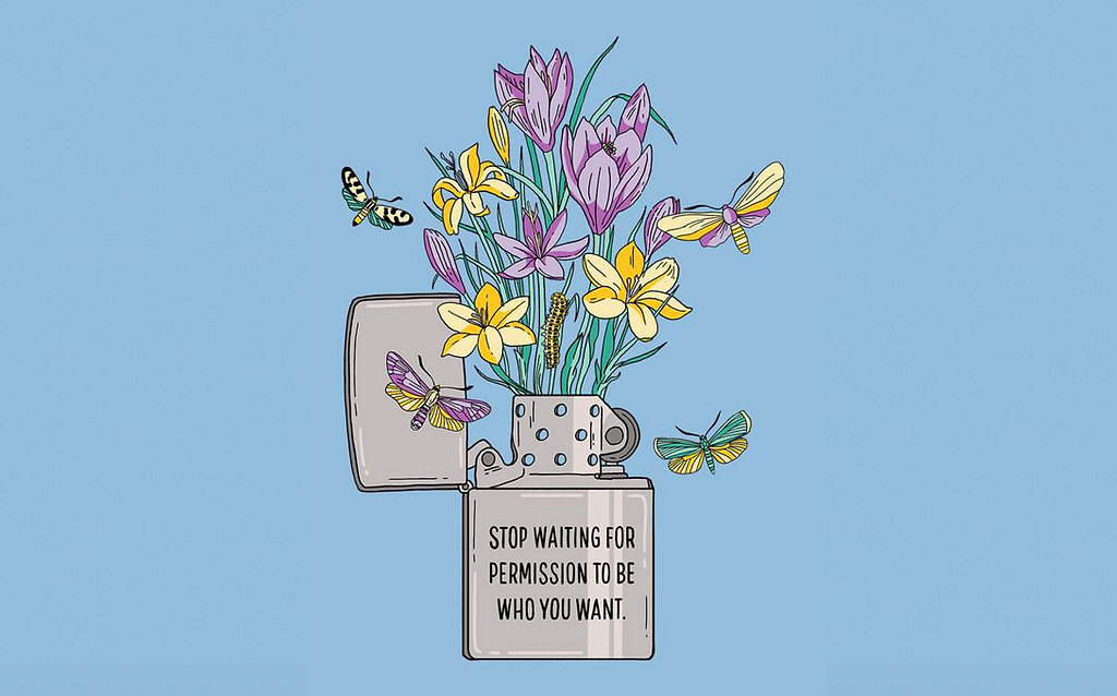 Zippo lighter with flowers coming out of the top on a blue background - How To Stop Nicotine Cravings - Ripple+