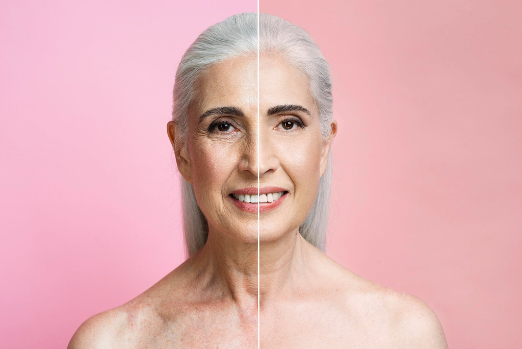 woman skin comparison using collagen