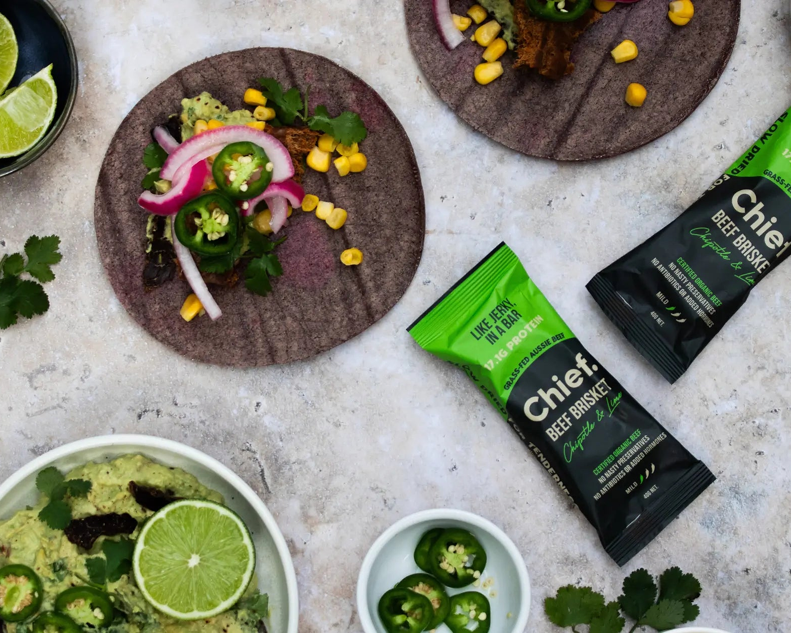 5-min Chipotle & Lime Beef Brisket Tacos - Chief Nutrition