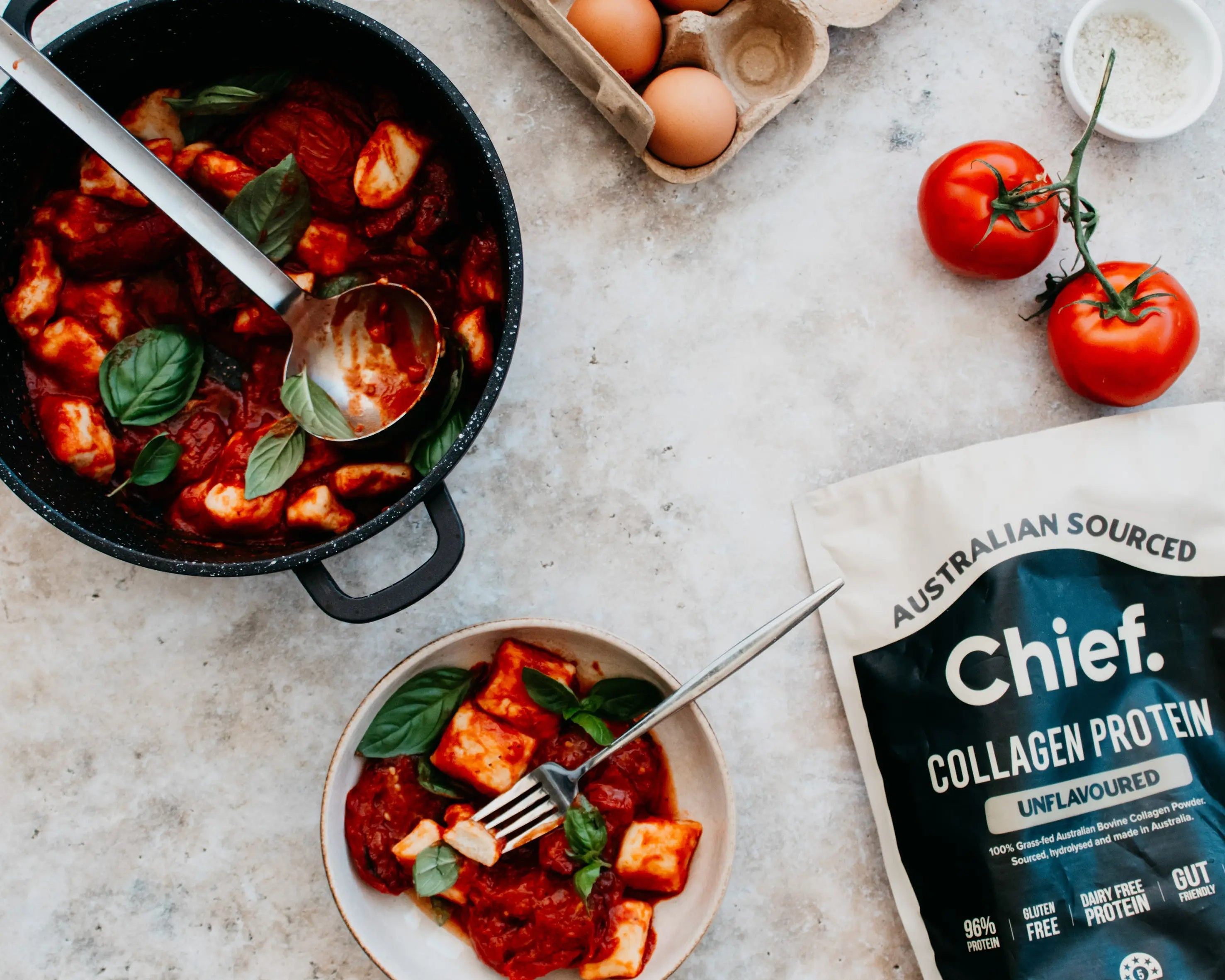 Easy GF Ricotta & Basil Gnocchi with Roasted Tomato Sauce - Chief Nutrition