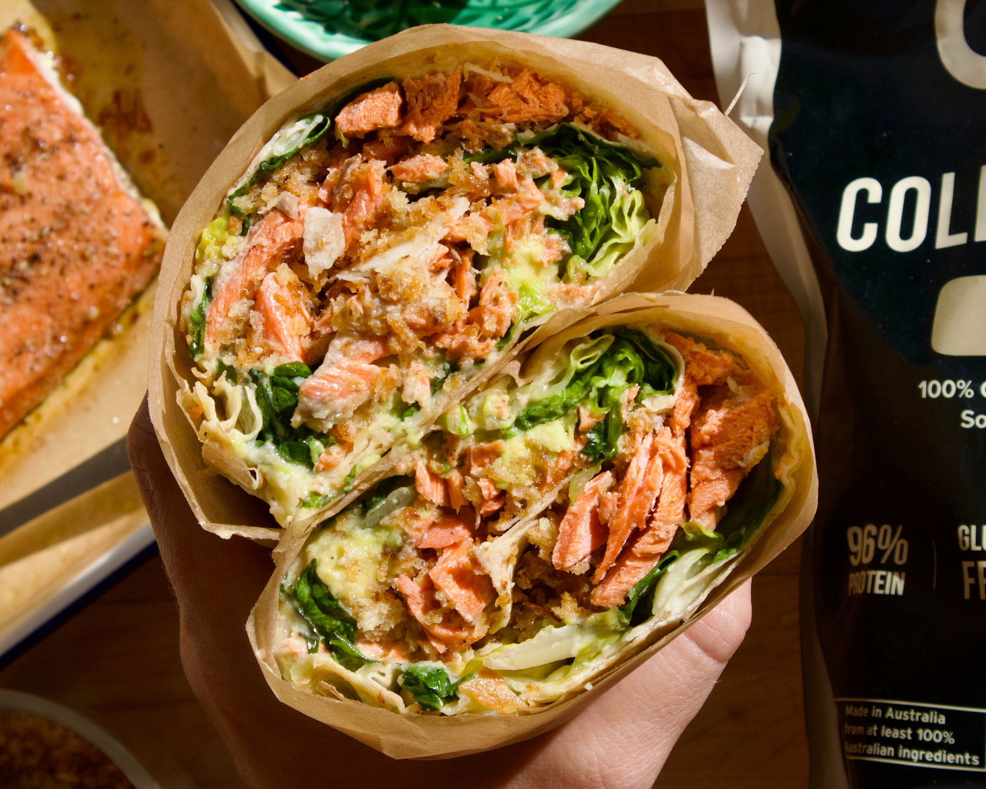 Crunchy Salmon Caesar Wraps