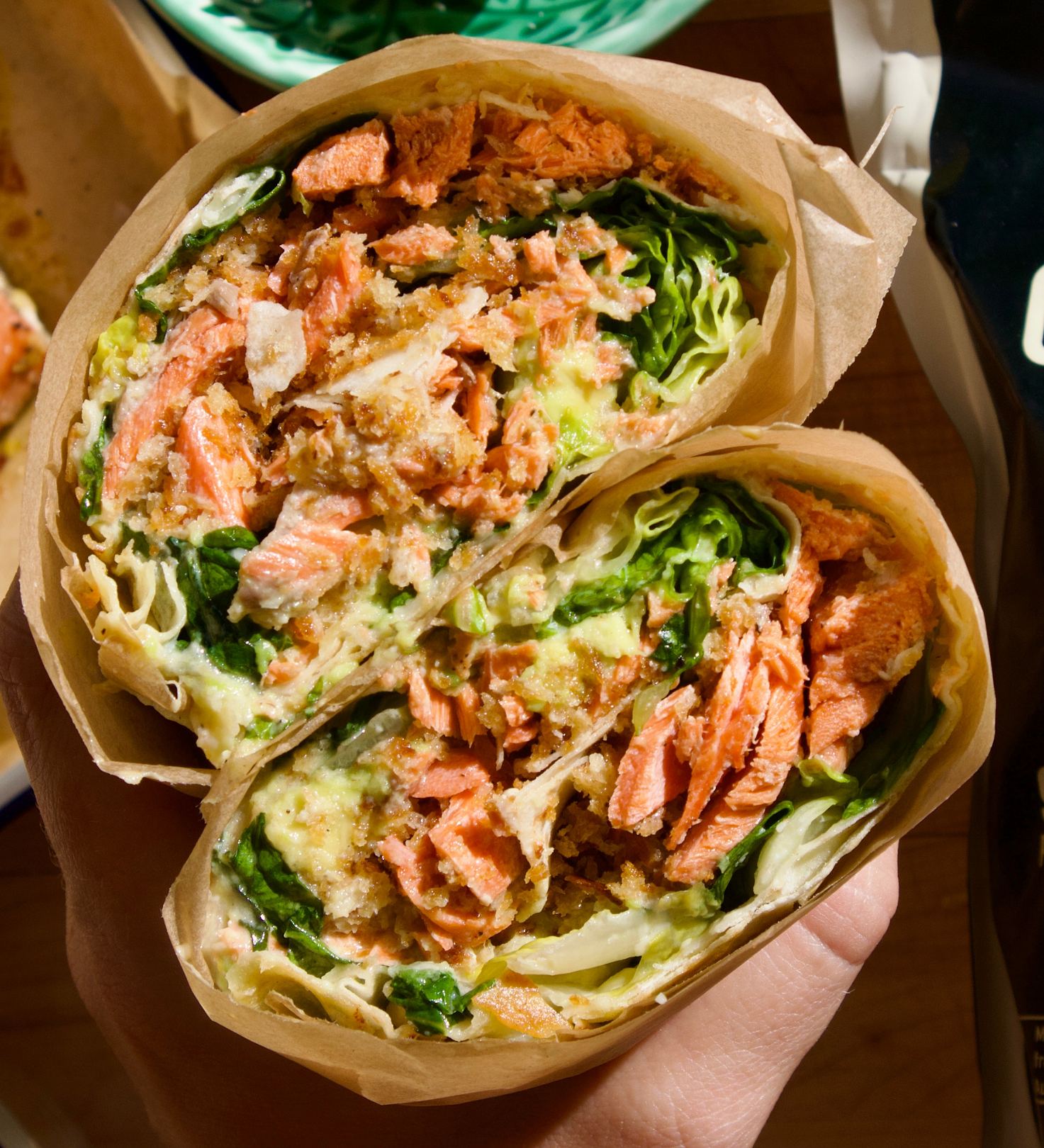 Crunchy Salmon Caesar Wraps