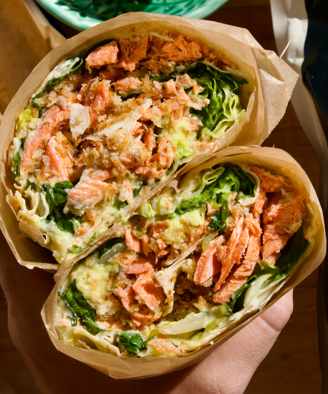 Crunchy Salmon Caesar Wraps