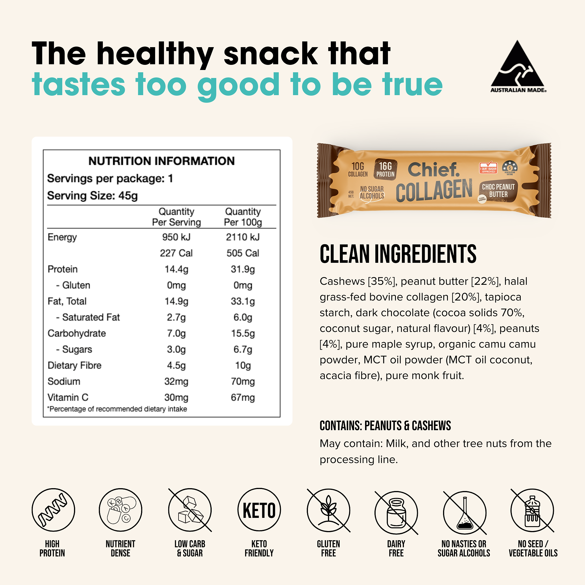 Collagen Protein Bars - Choc Peanut