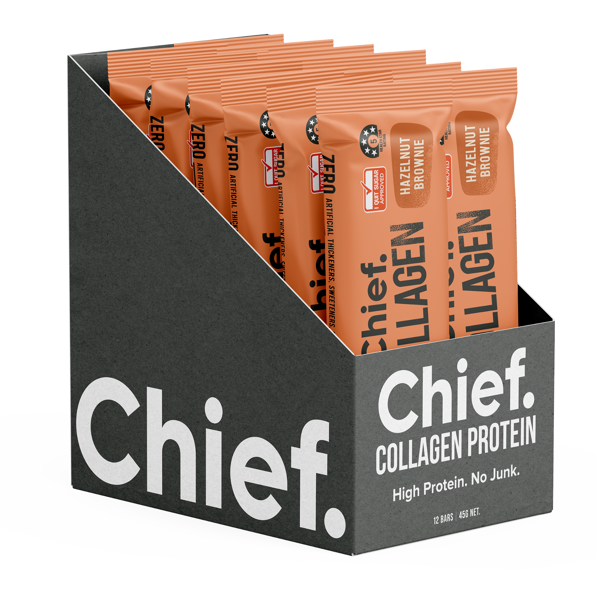 Collagen Protein Hazelnut Brownie Bar (12 bars) - Batch Tested Chief Nutrition