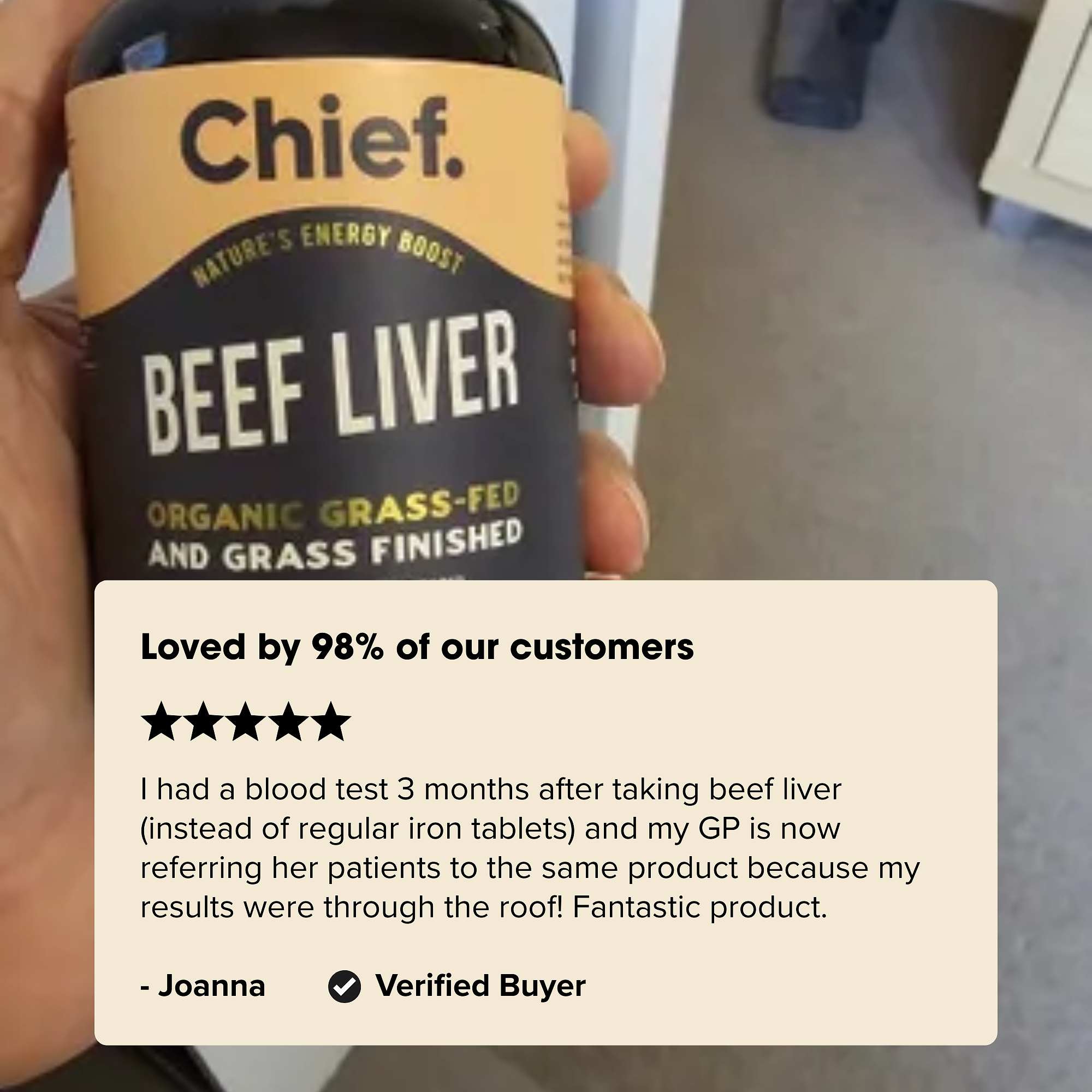 Organic Beef Liver Energy Boost (120 Capsules) Chief Nutrition