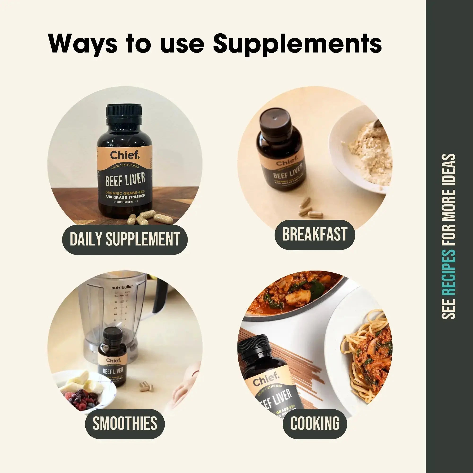 Organic Beef Liver Supplement (120 Capsules) Supplements Chief Nutrition