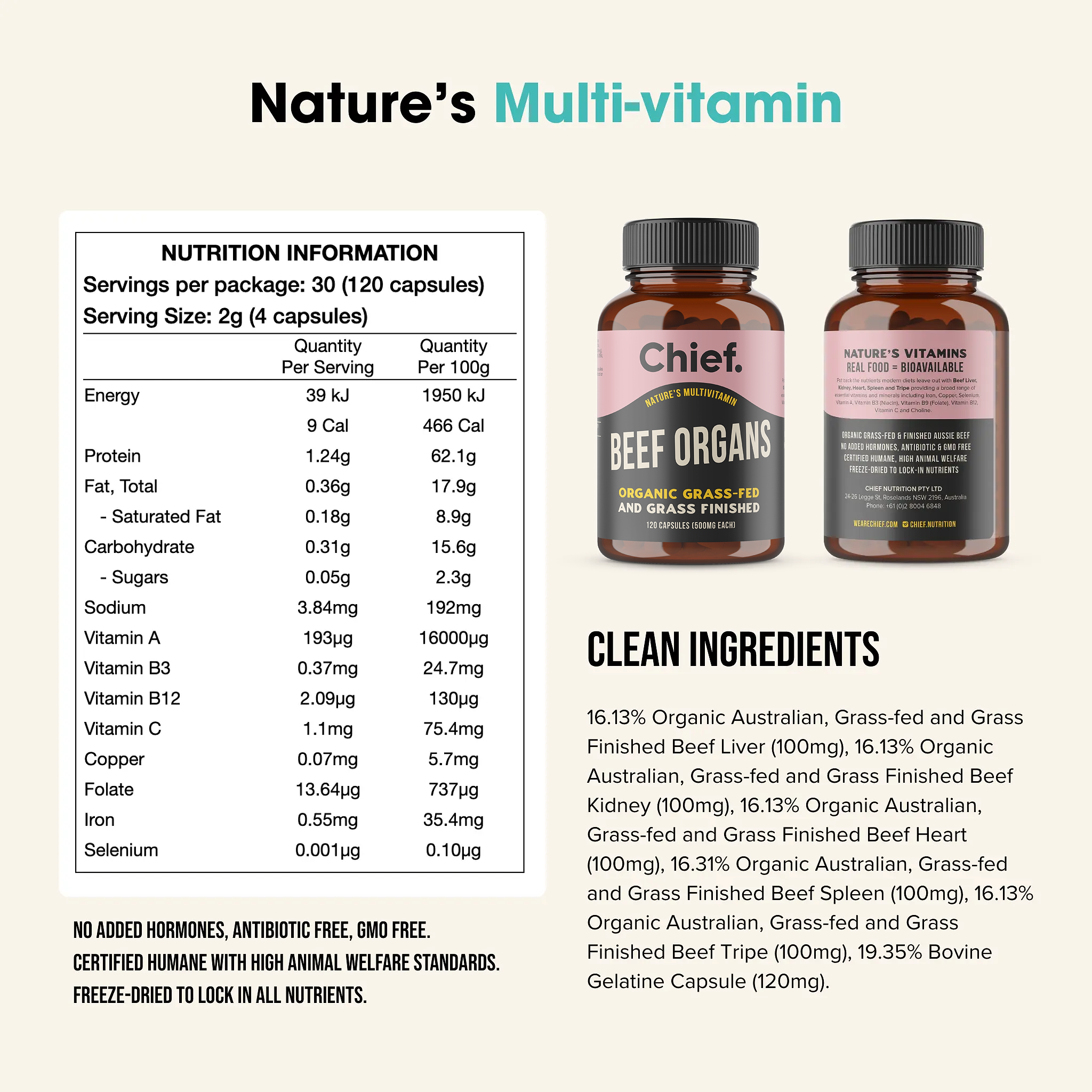 Organic Beef Organs (Multivitamin)