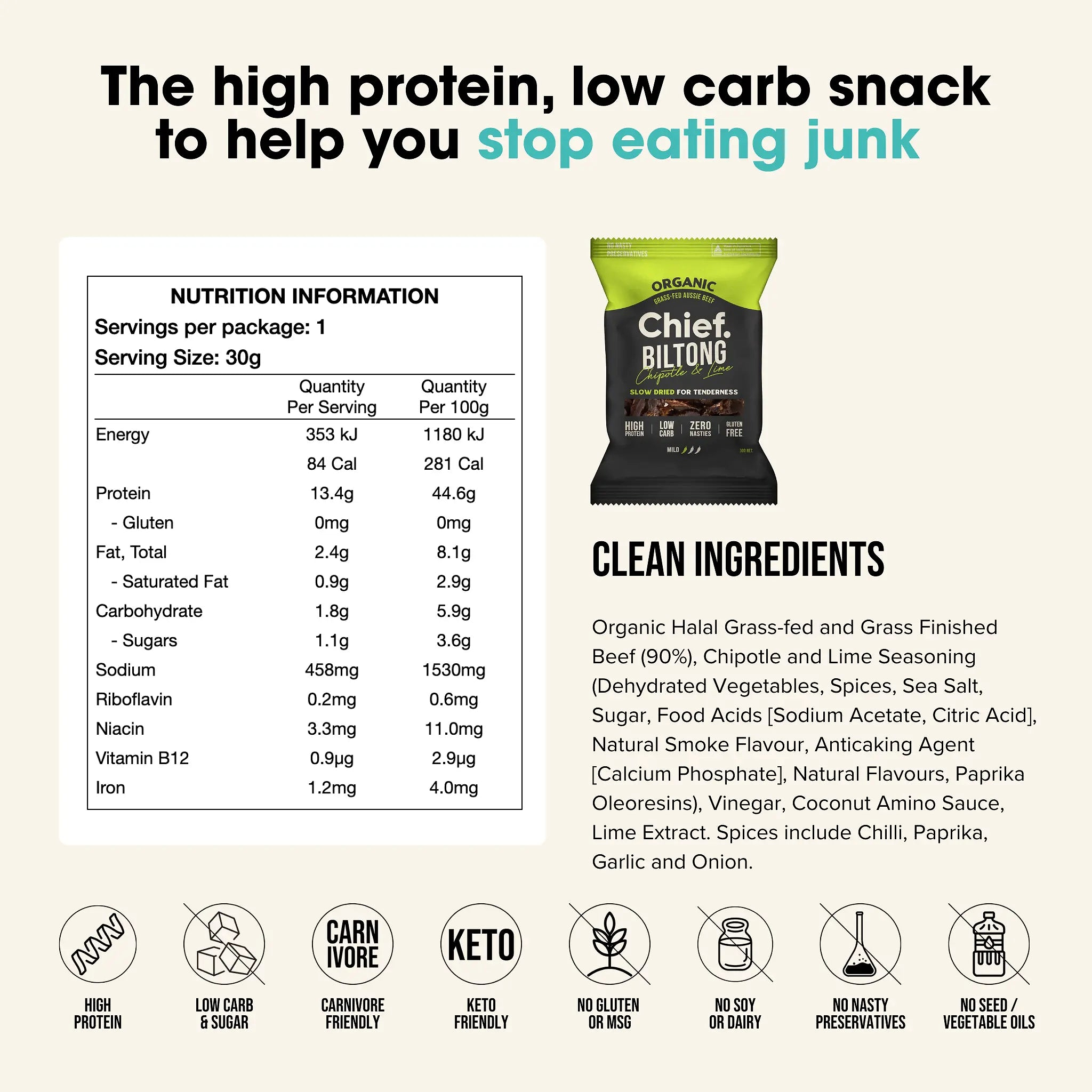 Organic Biltong Value Pack Chief Nutrition