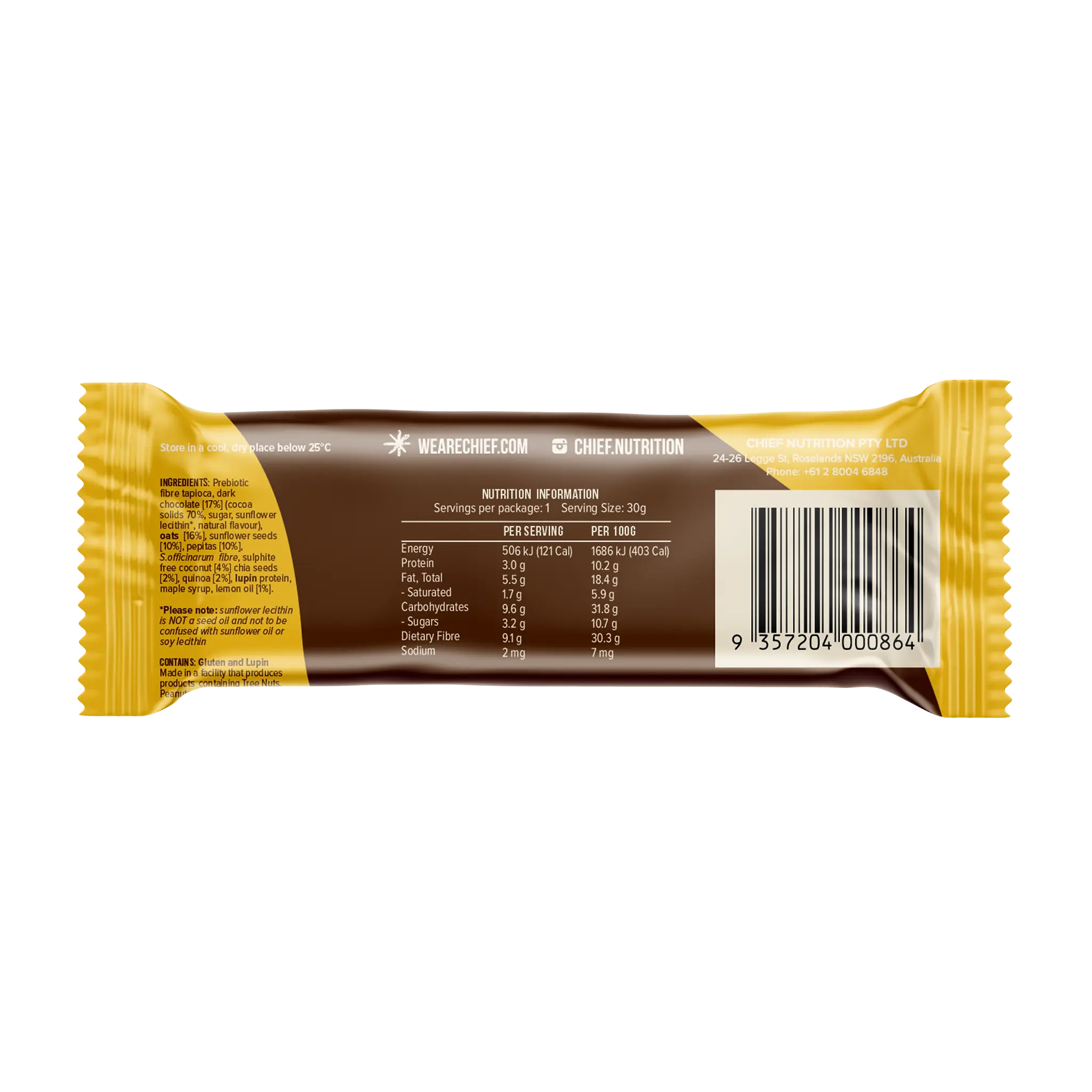 Thankful Bar - Choc Lemon Coconut (12 bars) Thankful Bar Chief Nutrition