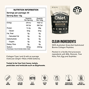 Grass-fed Collagen Protein Powder - Unflavoured (30 serves) - Batch Tested Chief Nutrition