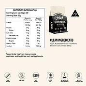 Grass-fed Whey Protein Powder - Unflavoured (30 serves) Chief Nutrition