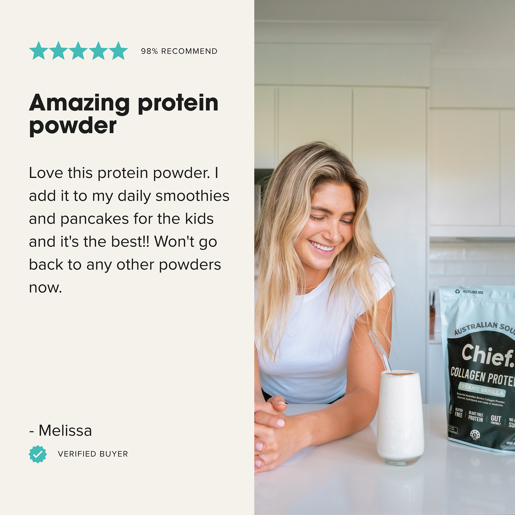 Grass-fed Collagen Protein Powder - Creamy Vanilla (30 serves) Chief Nutrition
