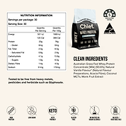 Grass-fed Whey Protein Powder - Creamy Vanilla (30 serves) Chief Nutrition