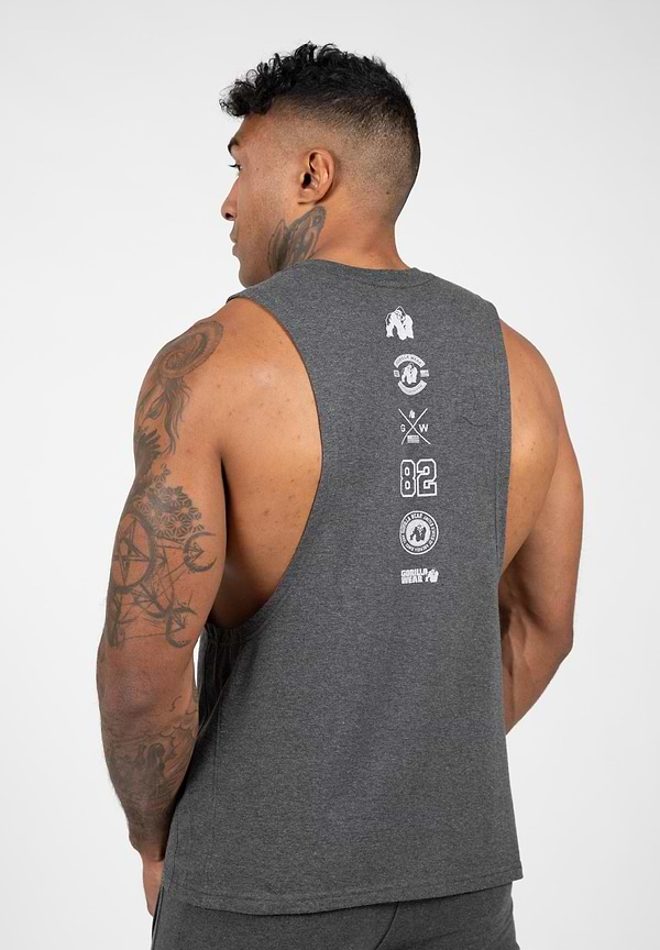 Lopez Drop Armhole Tank Top -Dark Grey Melange