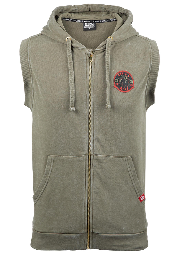 Silverdale Sleeveless Hoodie- Army Green