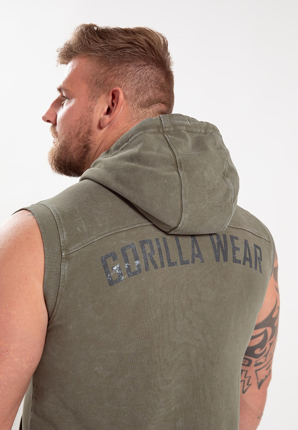 Silverdale Sleeveless Hoodie- Army Green