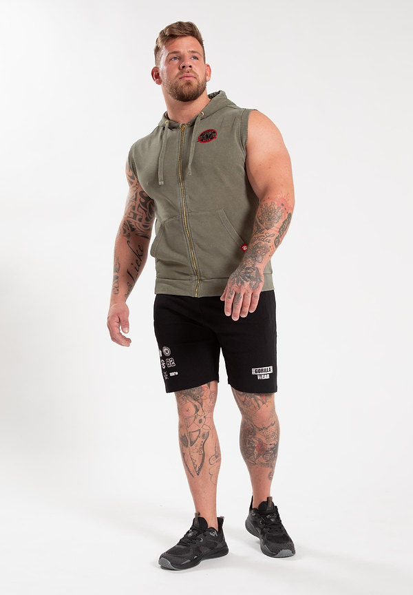 Silverdale Sleeveless Hoodie- Army Green