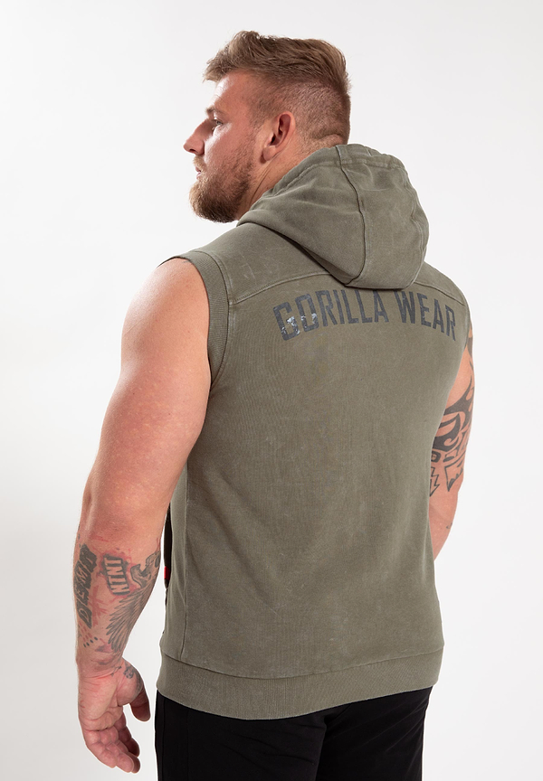 Silverdale Sleeveless Hoodie- Army Green