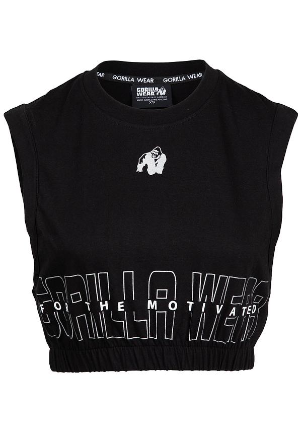 Albion Oversized Crop Top-Black