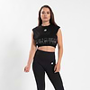 Albion Oversized Crop Top-Black