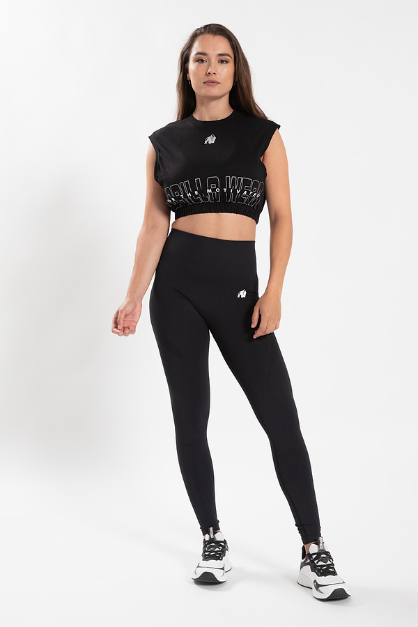 Albion Oversized Crop Top-Black