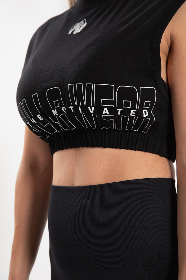 Albion Oversized Crop Top-Black