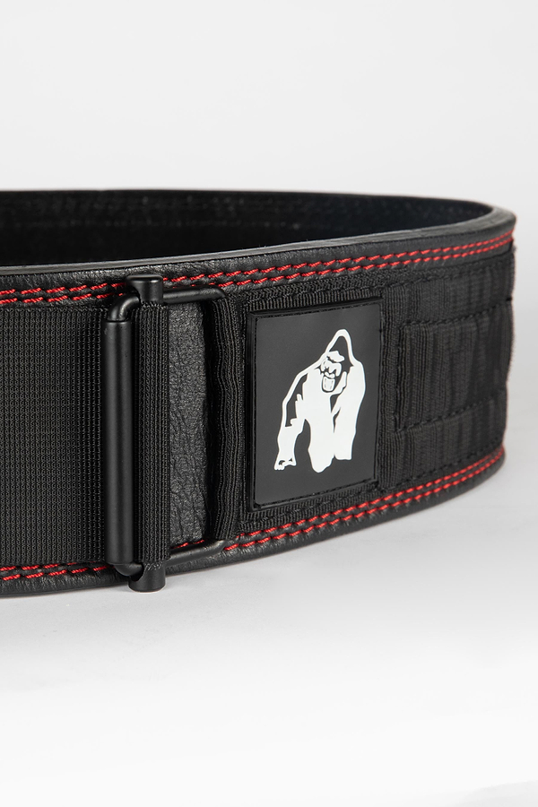 Gorilla Wear 4 Inch Premium Leather Lifting Belt - Black/Red