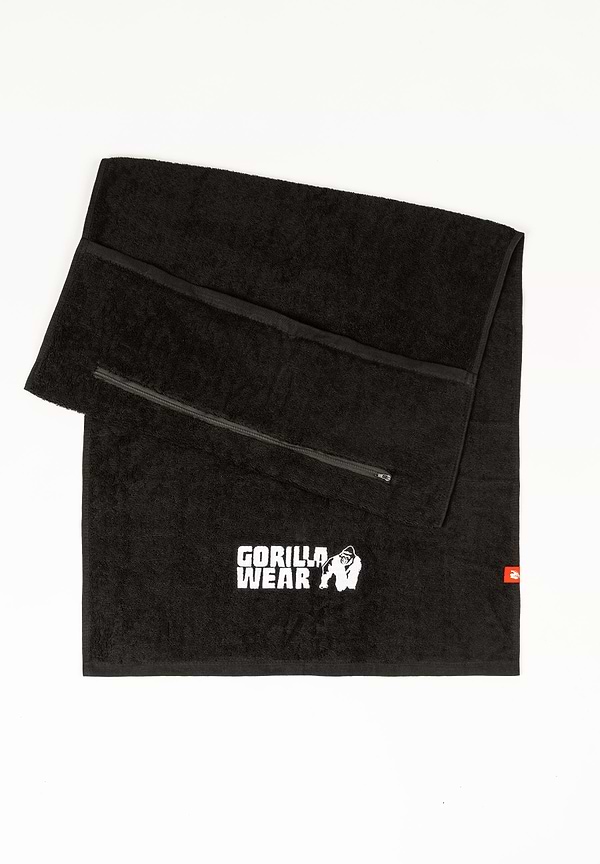 Zip Pccket Gym Towel - Black