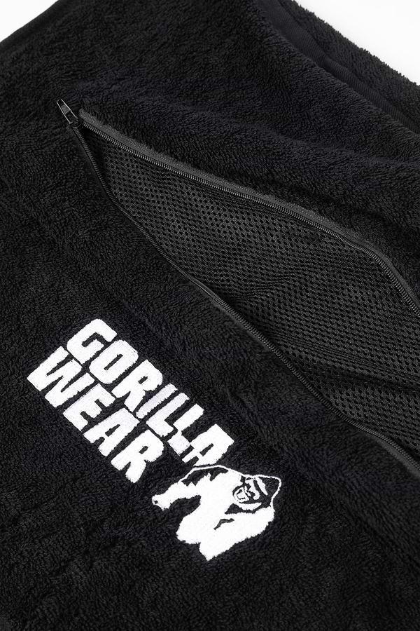 Zip Pccket Gym Towel - Black