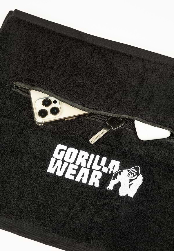 Zip Pccket Gym Towel - Black