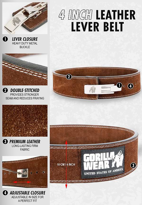 GW 4-inch Leather Lever Belt - Black