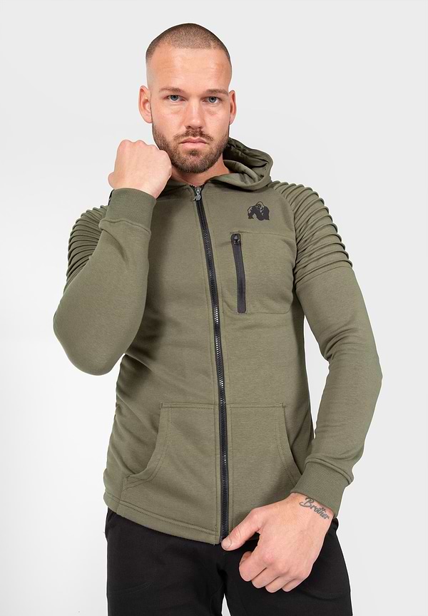 Delta Zipped Hoodie - Army Green