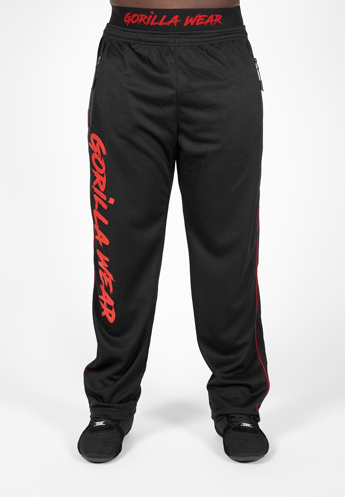 HOKUSPOKUS ■ Air Mesh Track Pants Mercury Mesh Pants - Black/Red | GorillaWearUsa