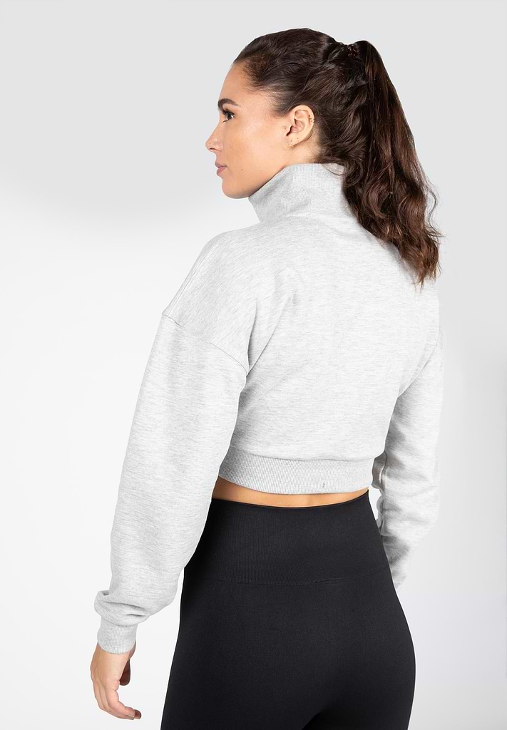 Ocala Cropped Half-Zip Sweatshirt - Gray | GorillaWearUsa