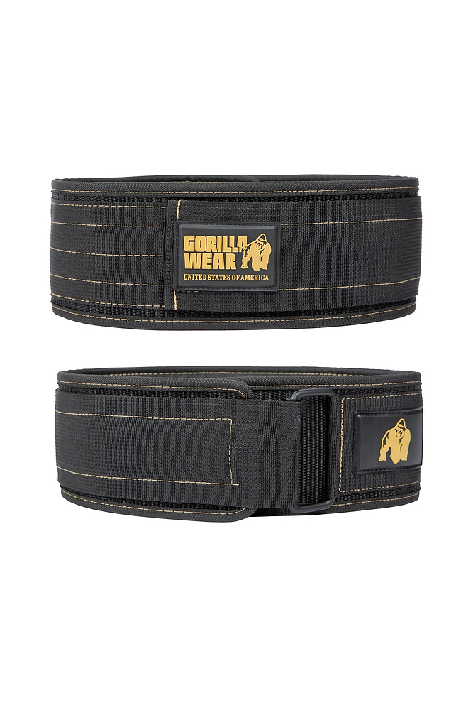 Gorilla Wear 4 Inch Nylon Lifting Belt - Black/Gold