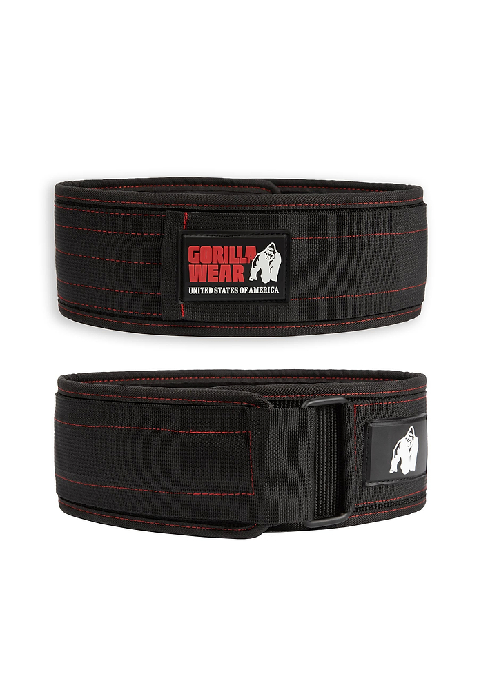 GW 4 Inch Nylon Lifting Belt - Black/Red Stitched