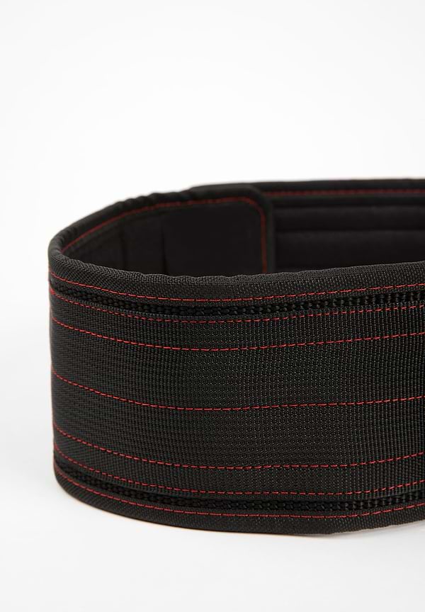 GW 4 Inch Nylon Lifting Belt - Black/Red Stitched