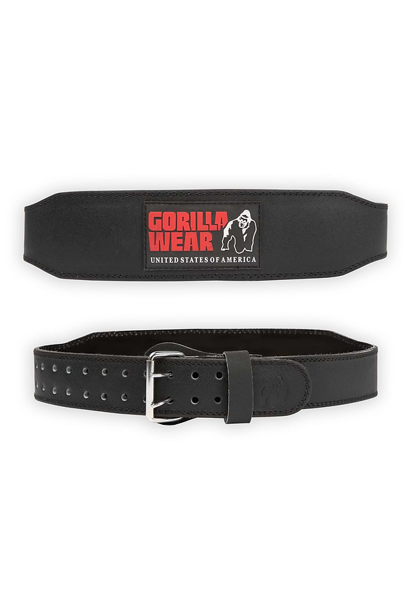 Gorilla Wear 4 Inch Padded Leather Lifting Belt - Black/Red