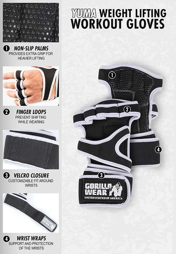 Yuma Weight Lifting Gloves - Black