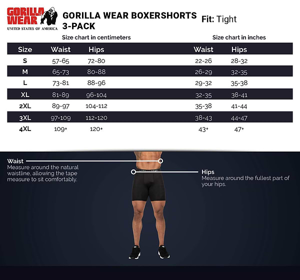 Gorilla Wear Boxer Shorts 3-Pack - Black